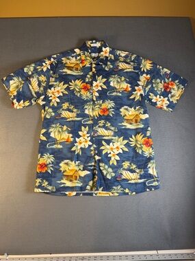 Pierre Cardin Navy Hawaiian Floral Button-Up Shirt